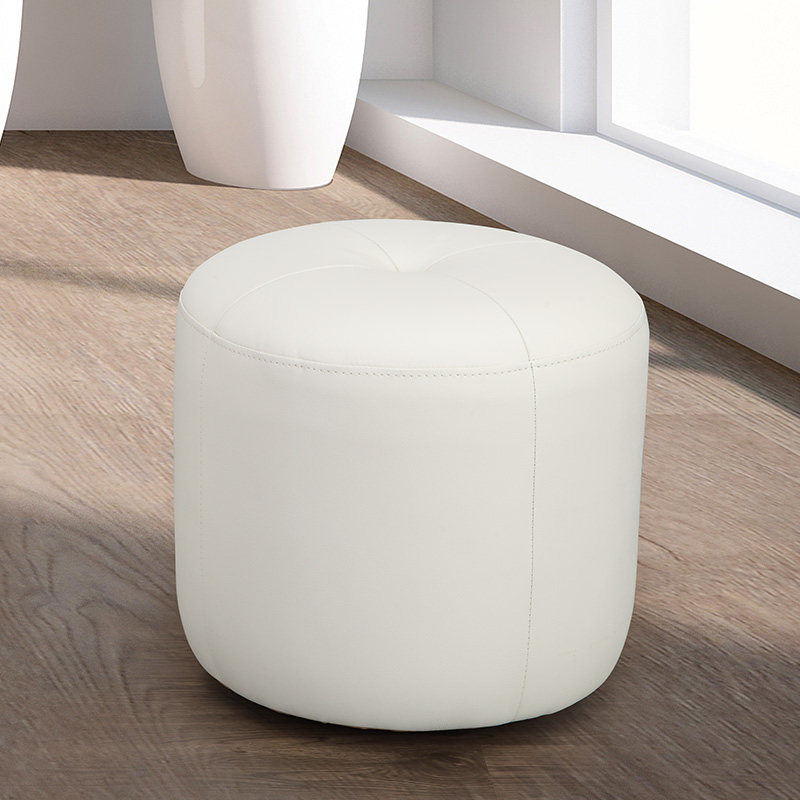 真皮沙发脚踏小皮凳换鞋皮梳妆休闲单人沙发圆凳沙发凳