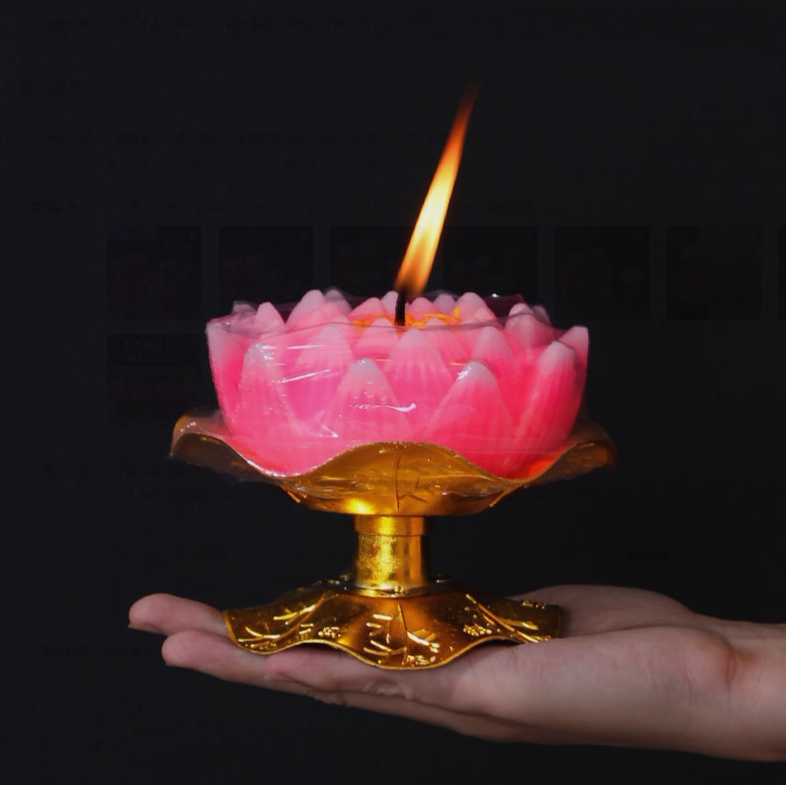 蜡烛永城整箱莲花花灯供佛家用荷花七彩盒装荷花灯