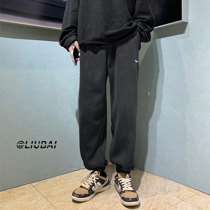 夏季卫裤男士百搭宽松运动束脚裤港风痞帅阔腿裤高街潮牌九分裤子
