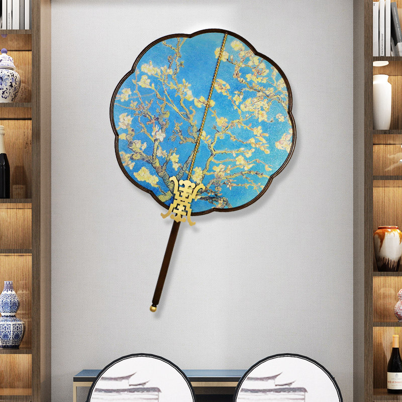 扇子壁饰新中式禅意玄关扇形壁挂墙上墙饰卧室壁饰