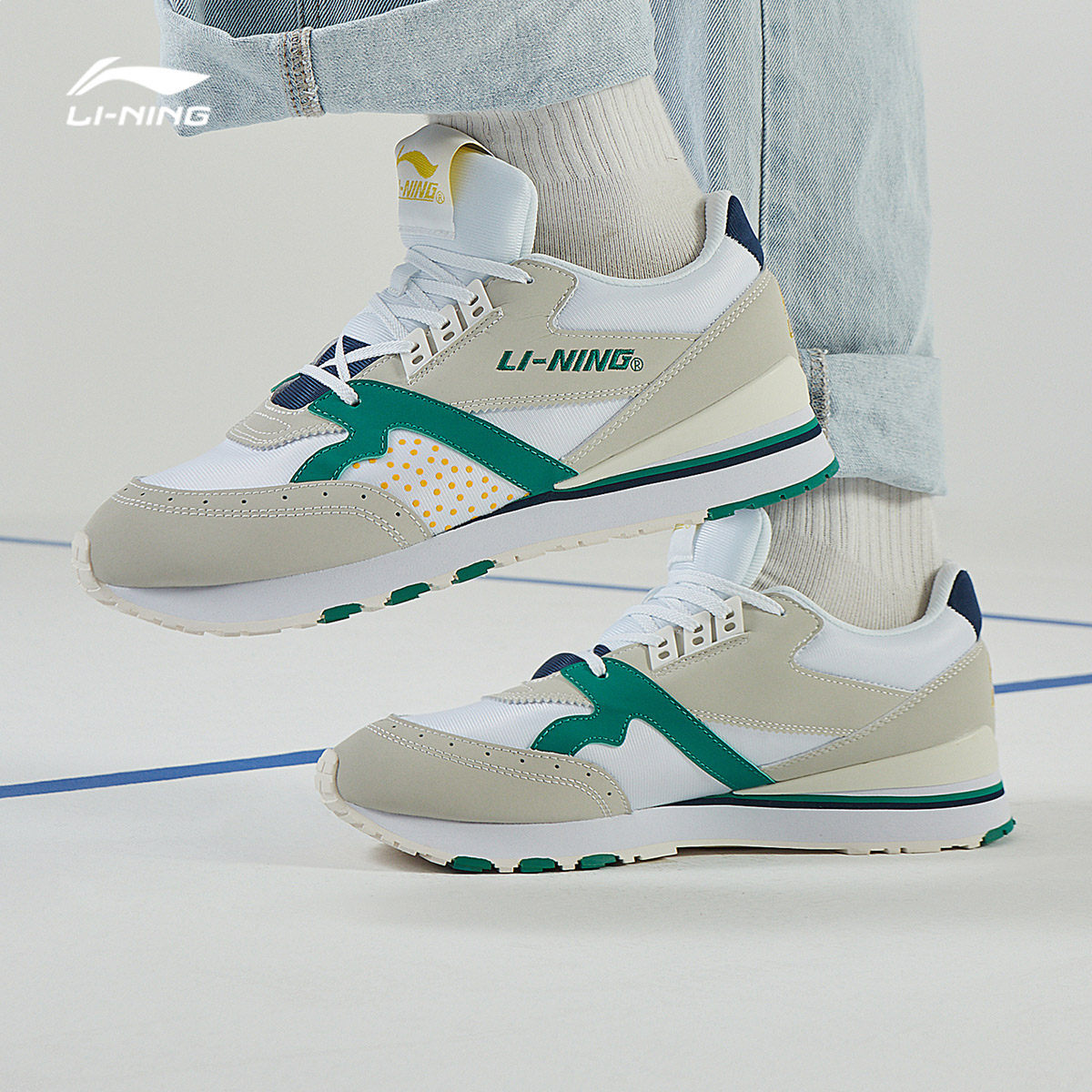 李宁休闲鞋新款男001原点经典时尚潮流百搭舒适透气运动鞋agcq065