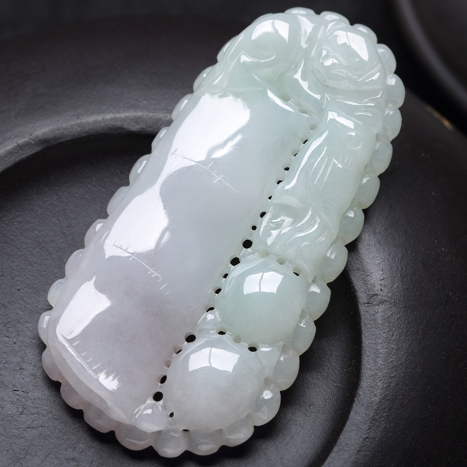 缅甸玉石吊坠老坑冰糯种紫罗紫罗兰兰色项坠天然颈饰