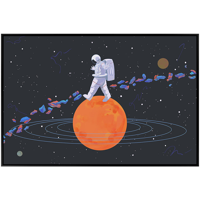 现代客厅沙发背景墙挂画宇宙宇宙星星球儿童墙面现代装饰画