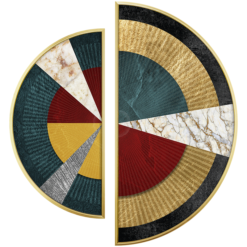 轻奢玄关装饰画创意半圆形组合挂画客厅沙发壁画现代装饰画