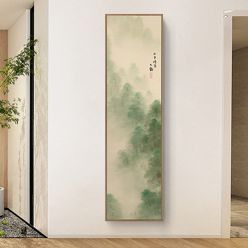 夏初禅意橙色中式新中式挂画润色长条细长竖版现代装饰画