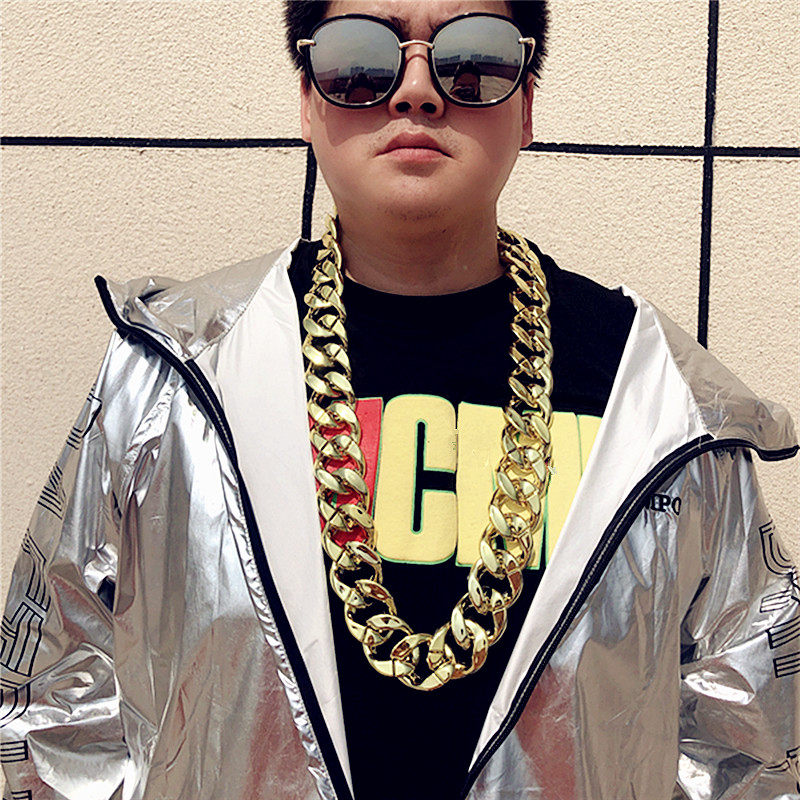 仿真金项链土豪社会项链粗假大金张超夸张嘻哈项链