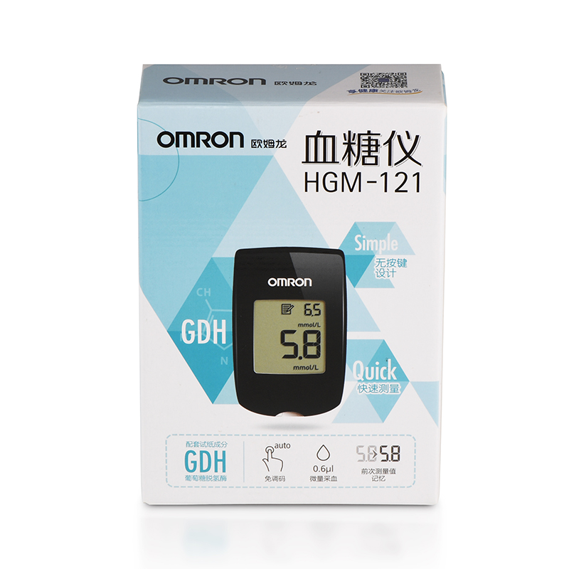 欧姆龙血糖仪hgm-121 家用全自动 血糖测试仪器测血糖送试纸