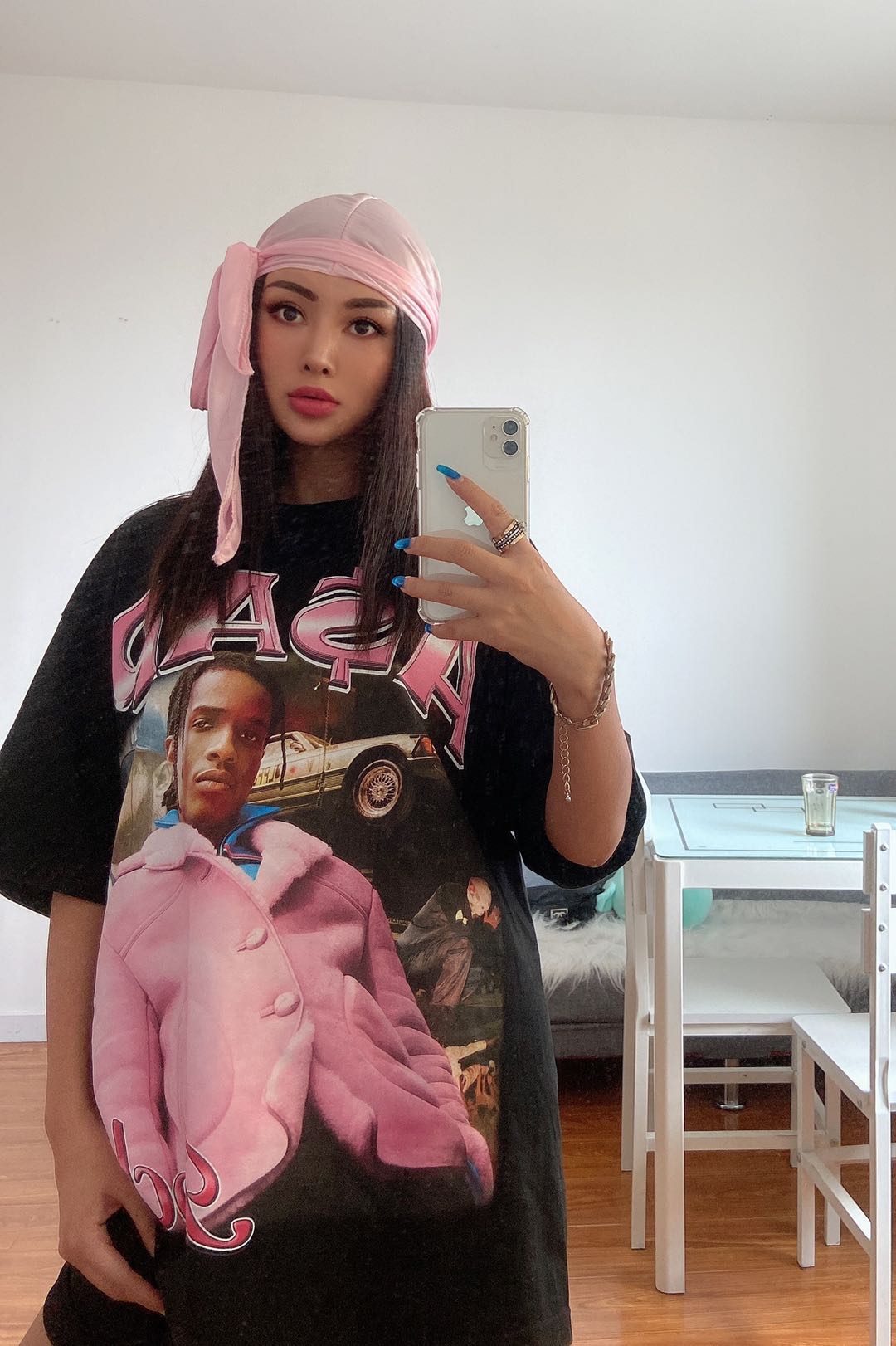 男女asaprocky欧美rapper街头粉红hiphop嘻哈宽松t恤