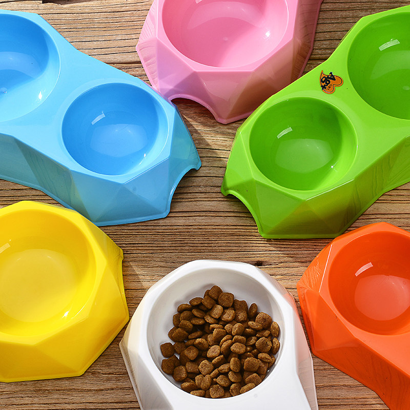 宠物狗食具可爱爱花塑料不锈钢食盆餐具喂食喂水碗