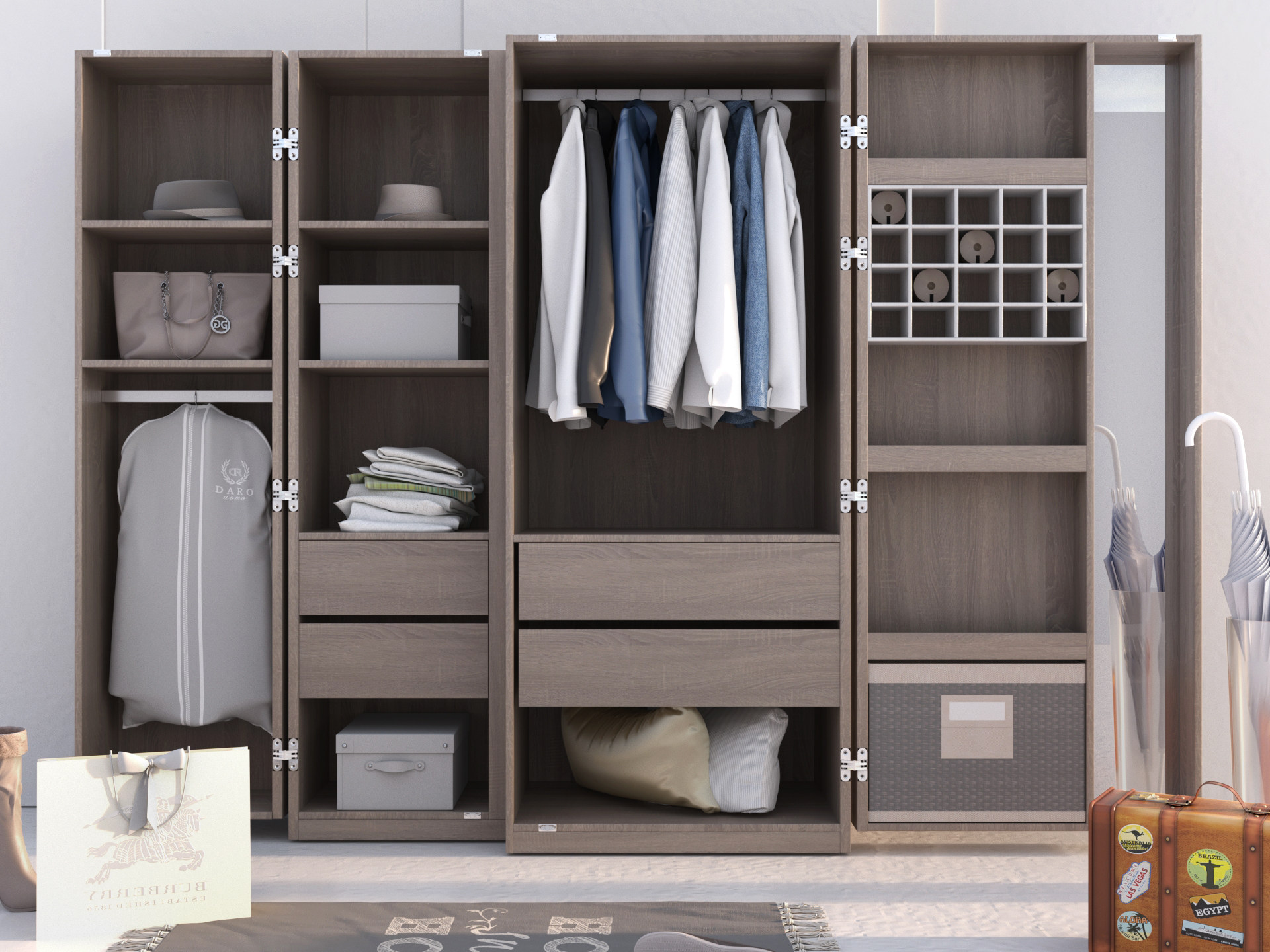 定制新款木质多层层板现代简约开门衣柜省空间储物柜衣柜