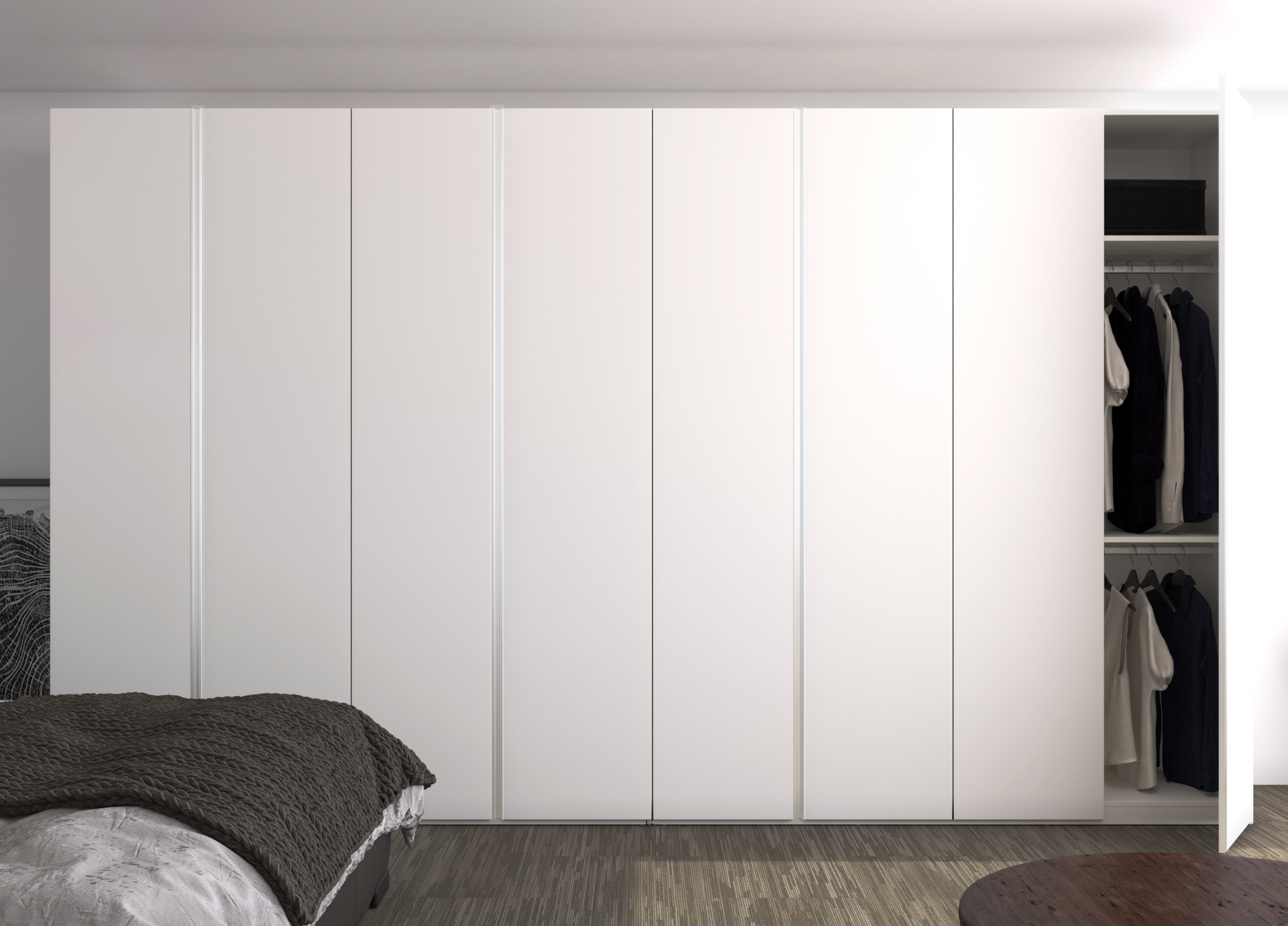 衣柜定制现代简约家用卧室开门白色衣柜