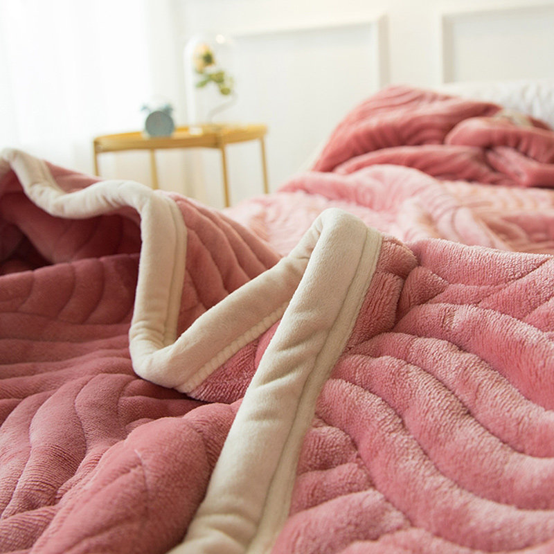 绒毯金貂绒毛毛毯春秋三层加厚珊瑚瑚绒毯子休闲毯