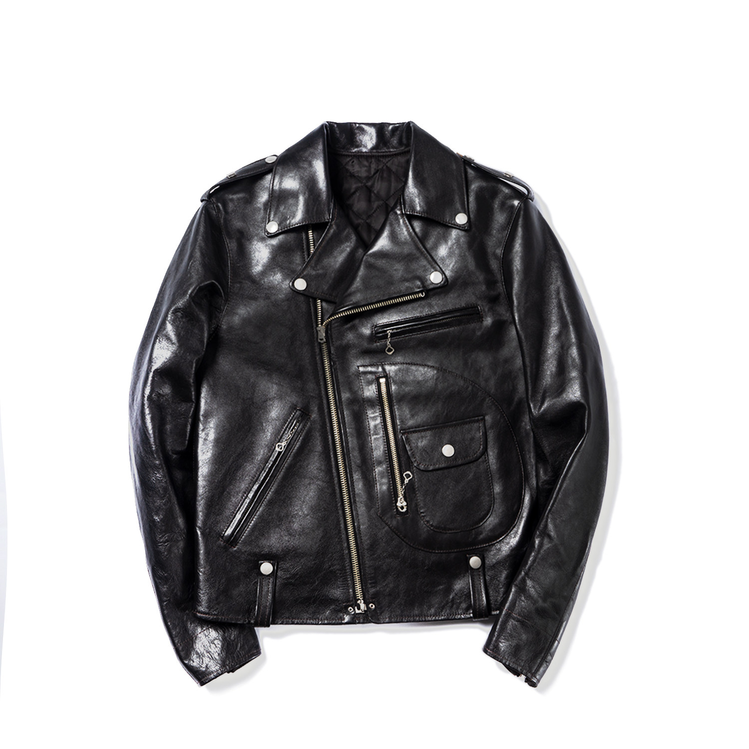 玩儿j24机车夹克1950年代斜拉拉链美式复古真皮皮衣