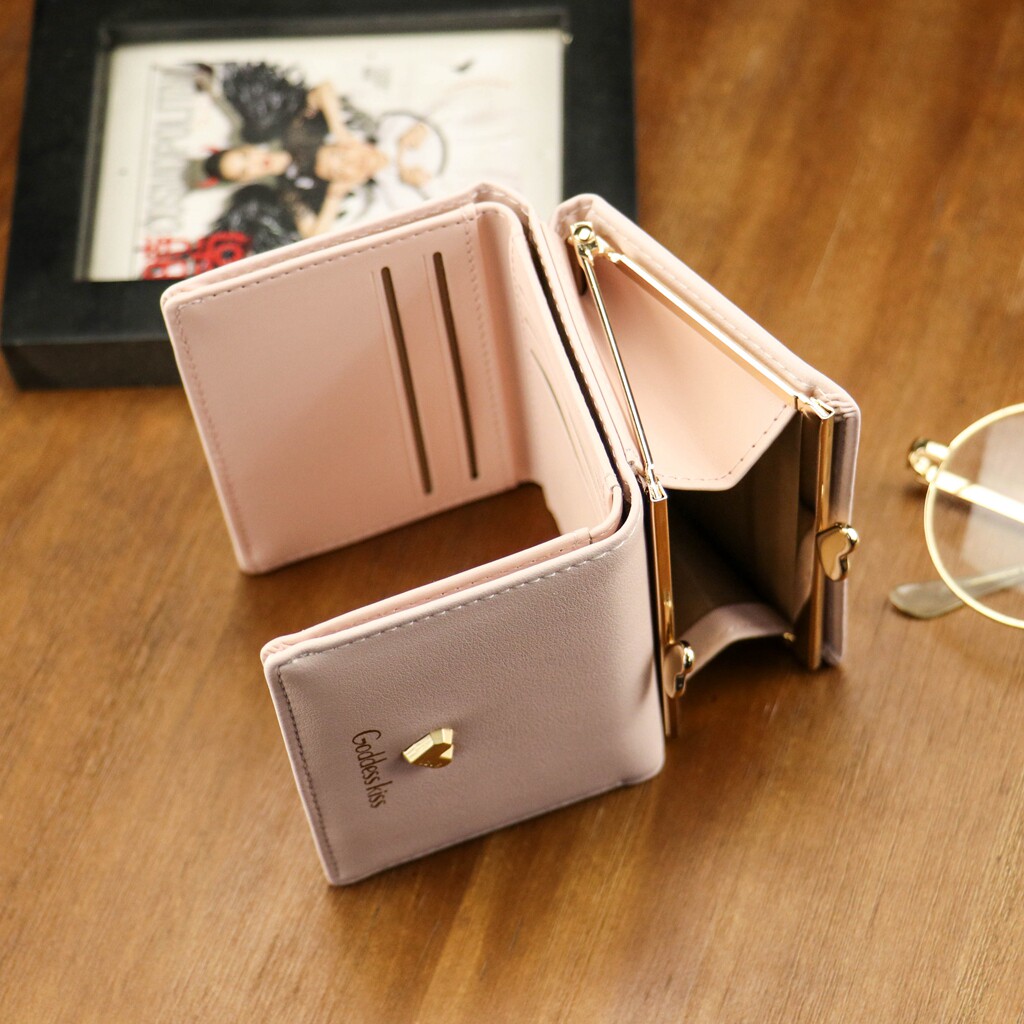 钱包女短款 折叠 多功能 韩版学生简约零钱包女 迷你 可爱 韩国