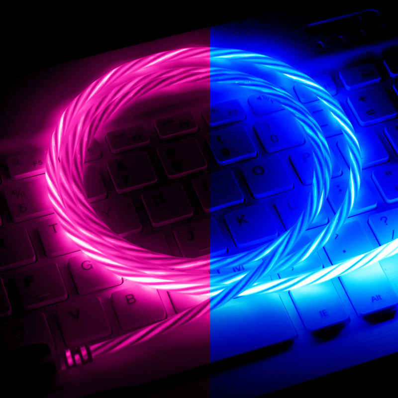 发光数据线魔幻流光七彩网红抖音追光跑马灯炫彩夜光7苹果6安卓type-c