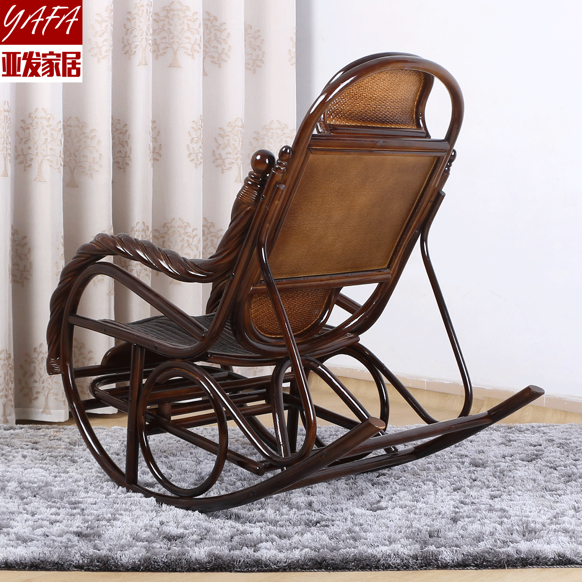 摇椅躺椅休闲藤椅真藤老人阳台懒人伸缩摇摇摇椅