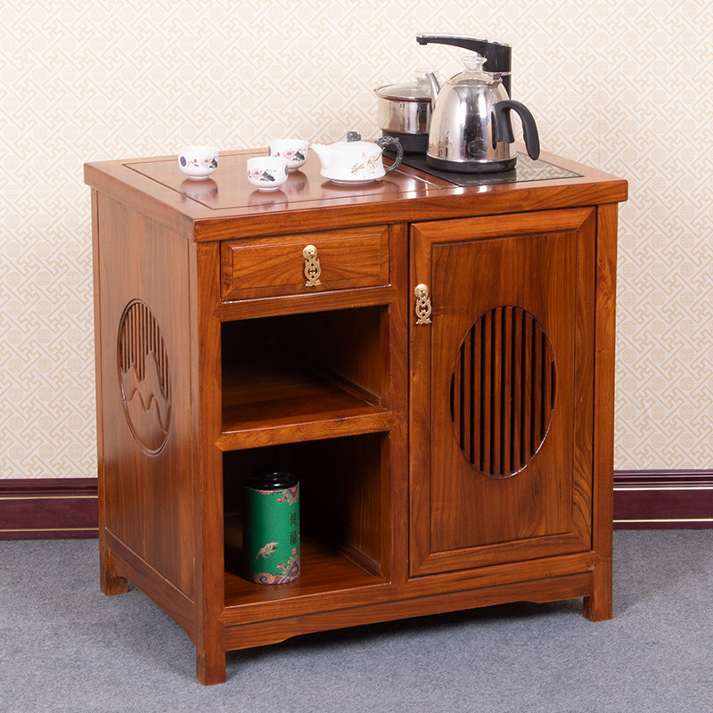 实木茶水柜新中式山水榆木家用客厅办公室烧水柜小茶桌茶台茶边柜