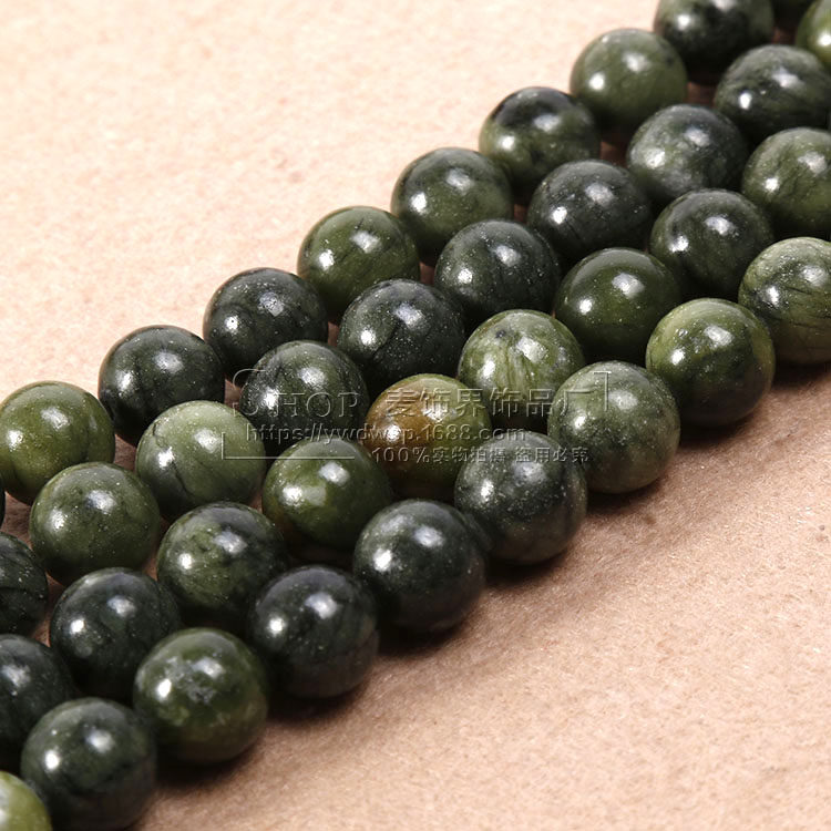 天然南方玉散半成品碧玉长条圆珠手链项链手工其他diy饰品配件