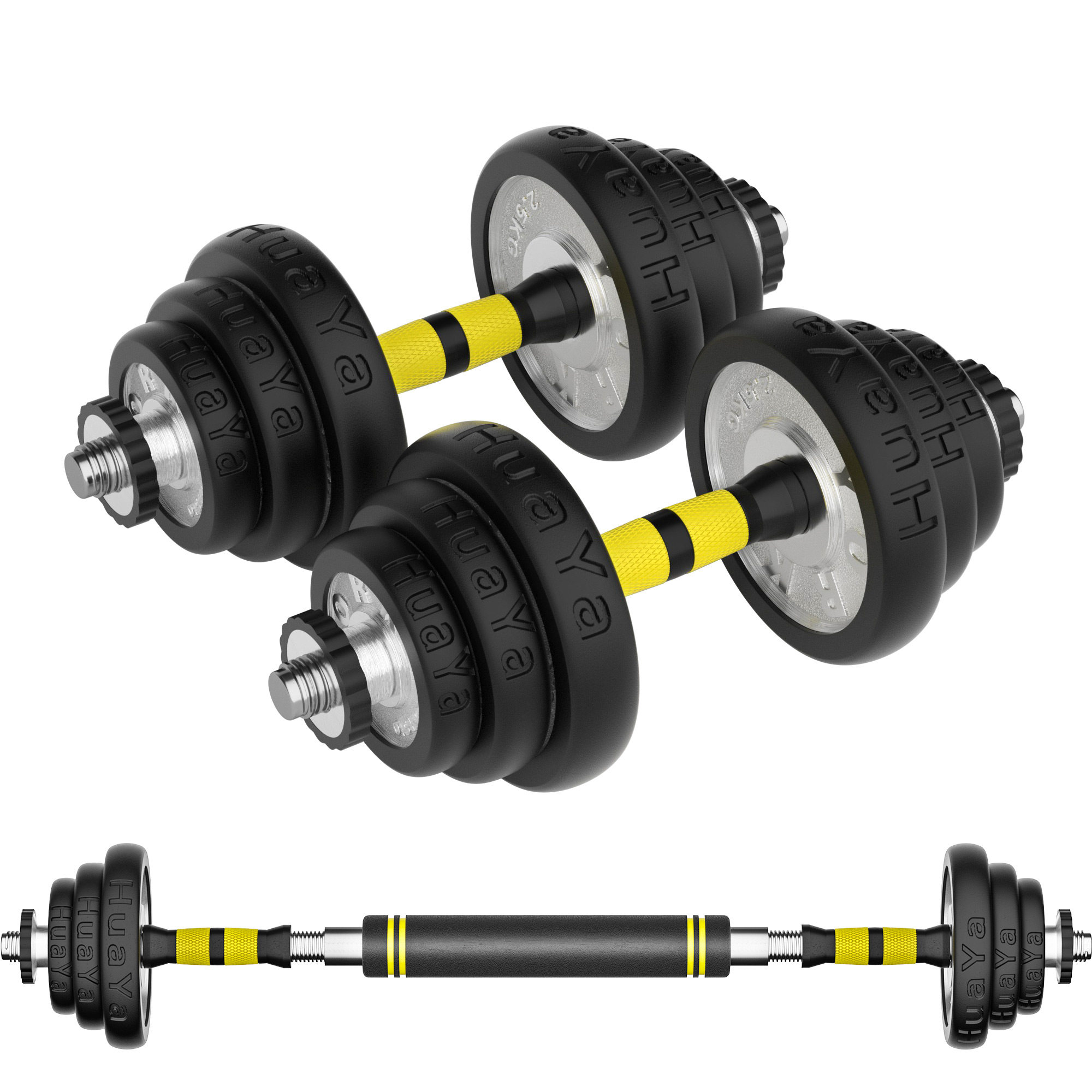 华亚盒装电镀哑铃男士家用健身器材练臂一对可调哑铃