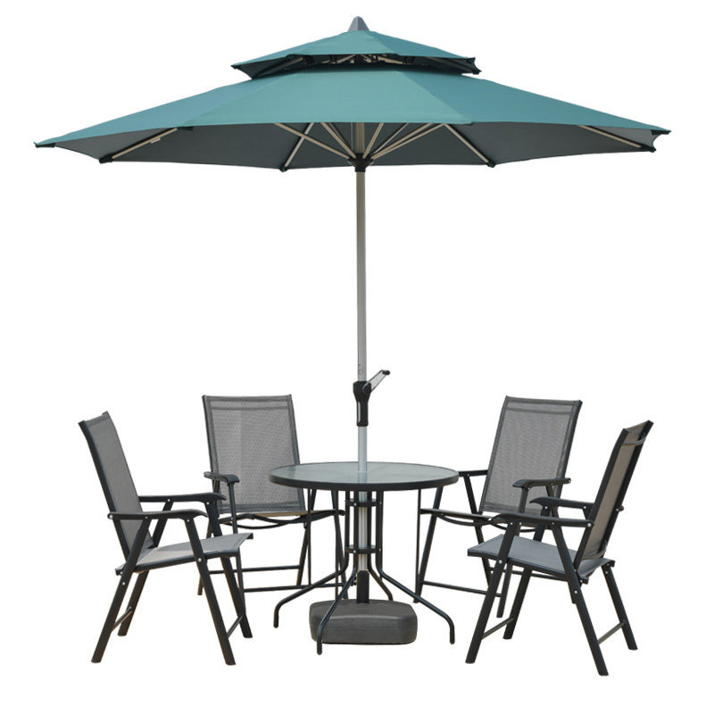桌椅室外带伞庭院花园休闲组合露天户外遮阳伞桌椅套件