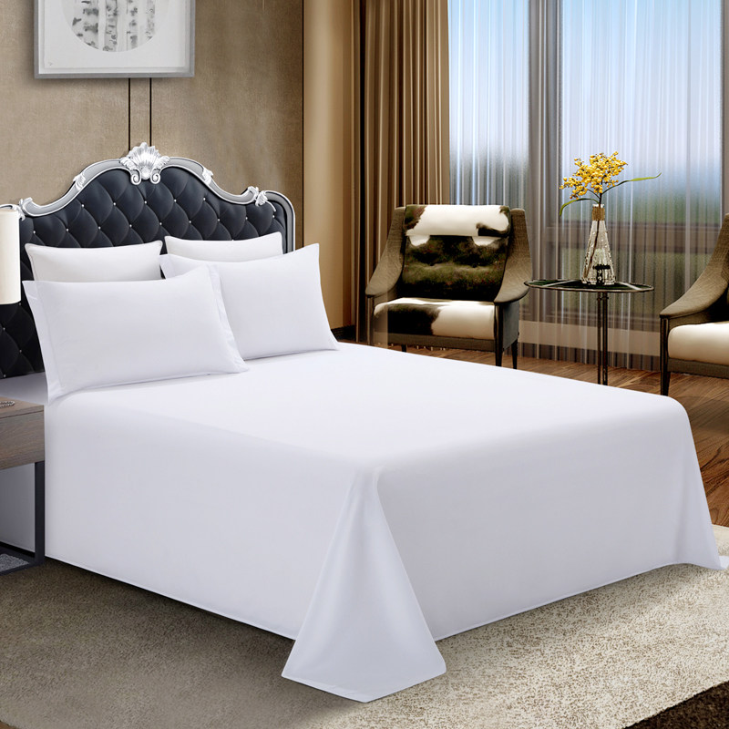 宾馆公分单件加厚加密条纹三公分酒店白色纯棉床单