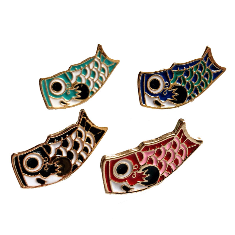 日系鲤鱼扣针和风锦鲤胸针衣服包包领口徽章胸针