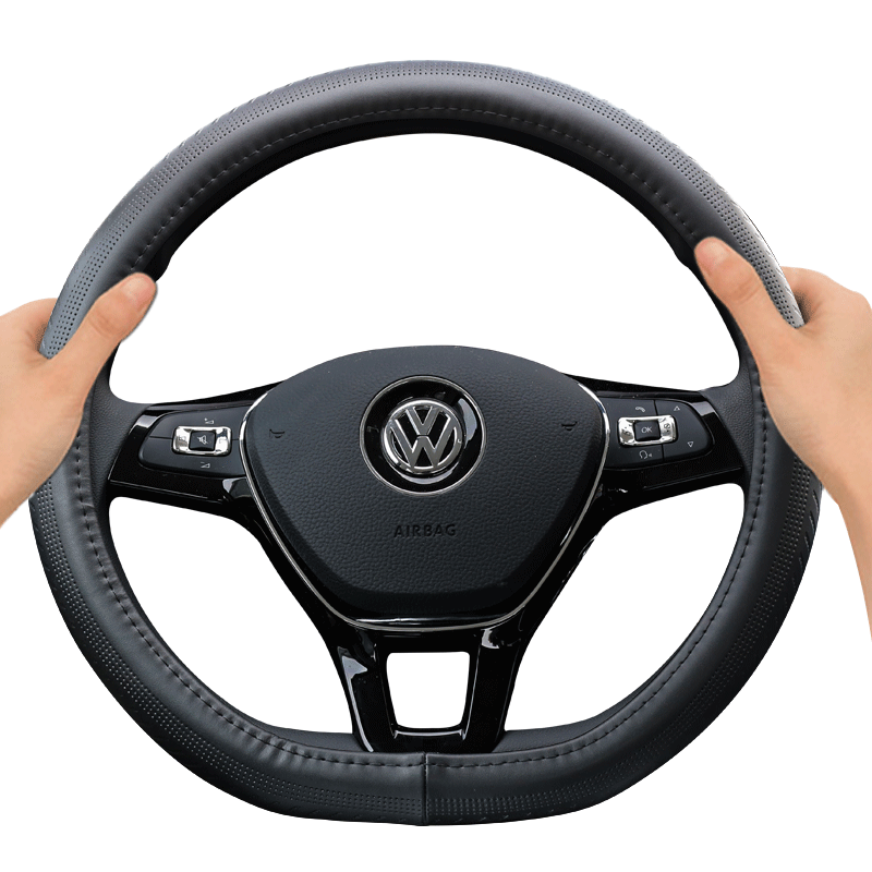 探岳一汽大众方向盘真皮专用r-line汽车把套四季通用方向盘套