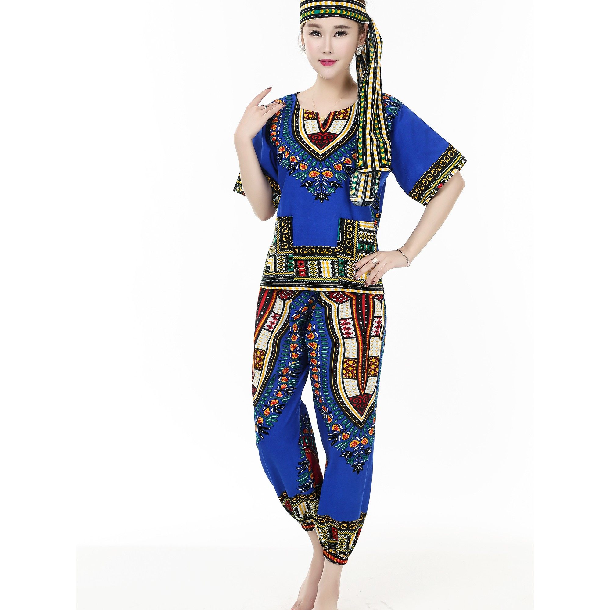 费纳约非洲鼓舞蹈演出服泰国东南亚风情印花表演服装民族风服饰