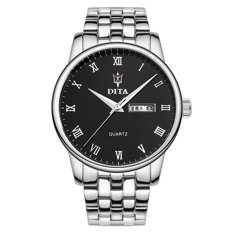 迪塔休闲商务运动石英精钢超薄真皮带男士手表男防水时尚潮流腕表