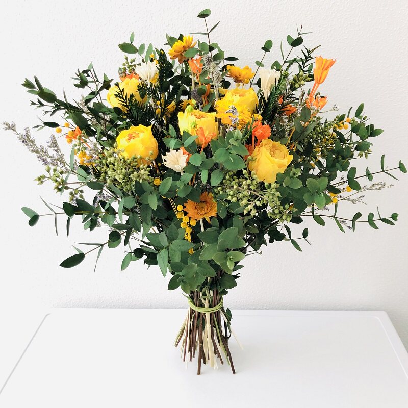 花束永生玫瑰尤加利干花客厅摆设餐桌真花装饰干花