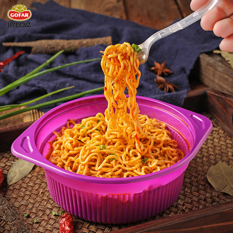 国华武汉风味热干香辣肉蓉味碗装干面条袋装冲泡方便面