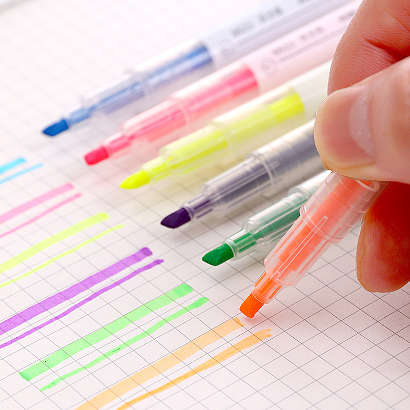 标记荧光帐笔重点粗划彩色笔记的做笔光笔闪光荧光笔