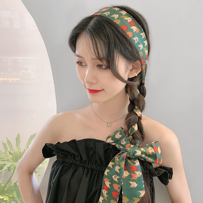 飘带复古法式发带女绑发马尾网红红港丝巾头绳发饰
