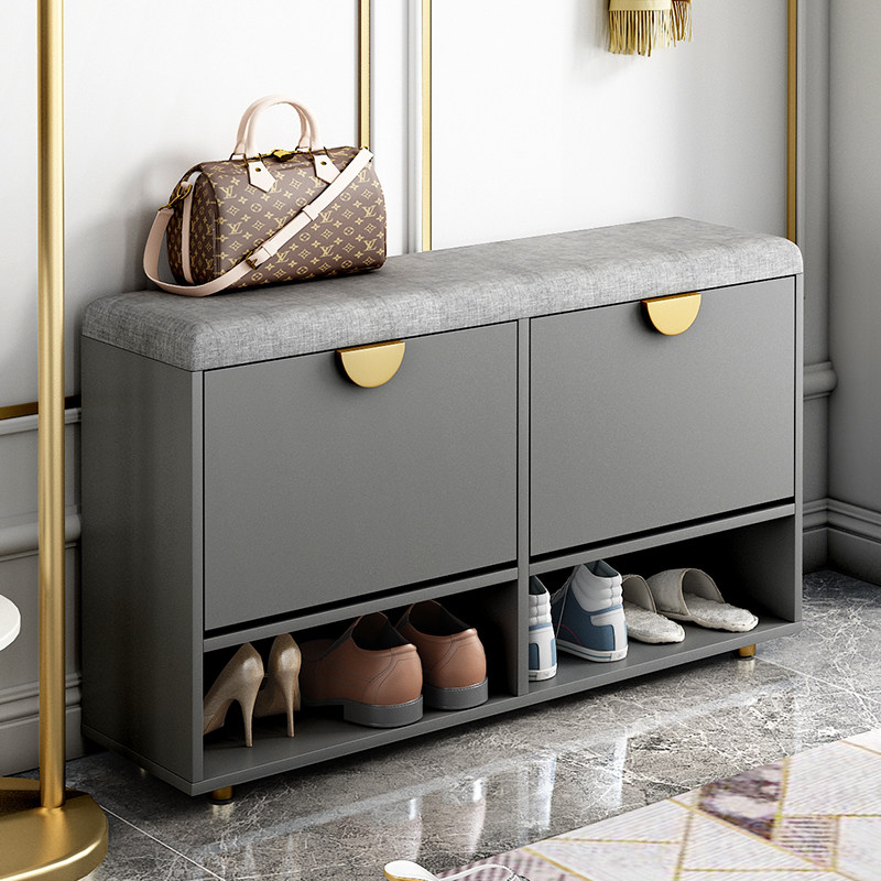 北欧超窄鞋柜轻奢凳储穿鞋入户翻斗户型小户换鞋凳