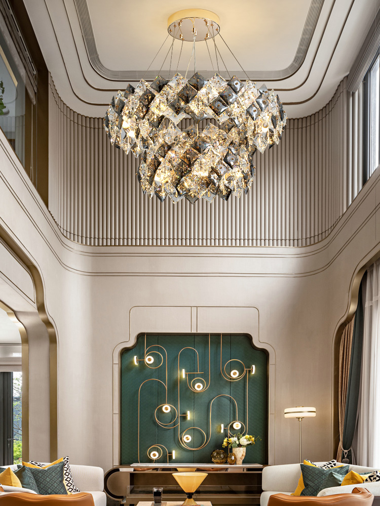 吊灯复式楼轻奢客厅水晶灯奢华大气高档别墅酒店客厅吊灯