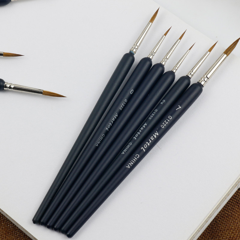 毛笔手绘马利绘画弹性吸色握笔笔杆细粗边笔勾线笔