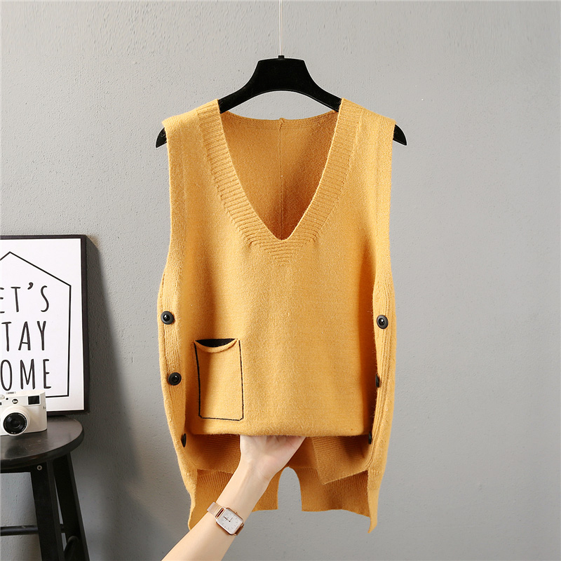 2020秋冬新款针织马甲背心女韩版宽松纯色坎肩马夹