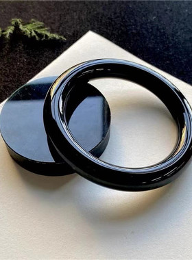 缅甸天然老坑胖圆条墨翠翡翠手镯