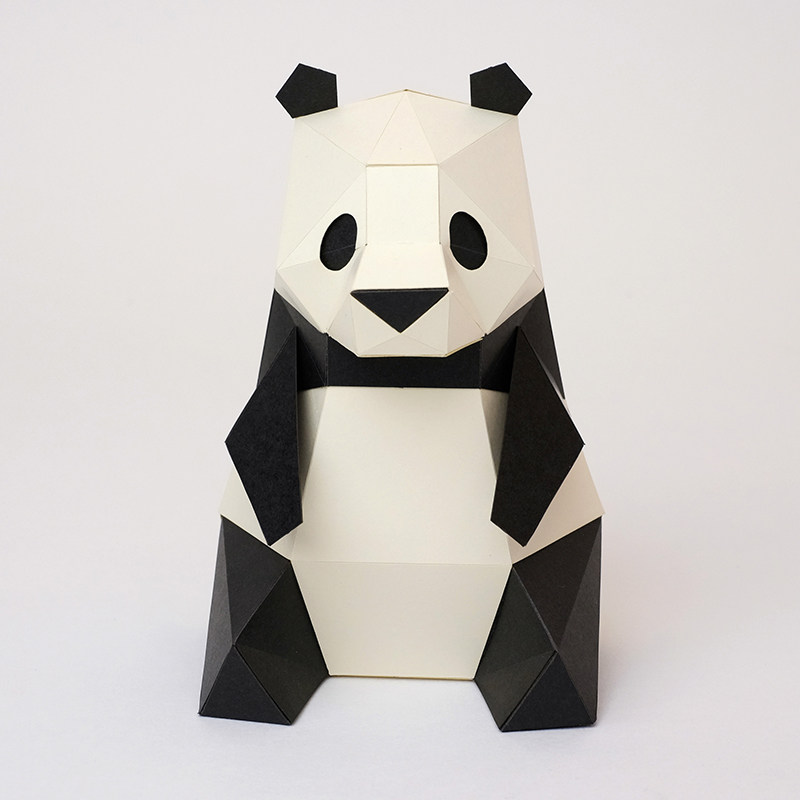 日本折纸玩具kakukakutiny桌面系列熊猫其他类型纸模