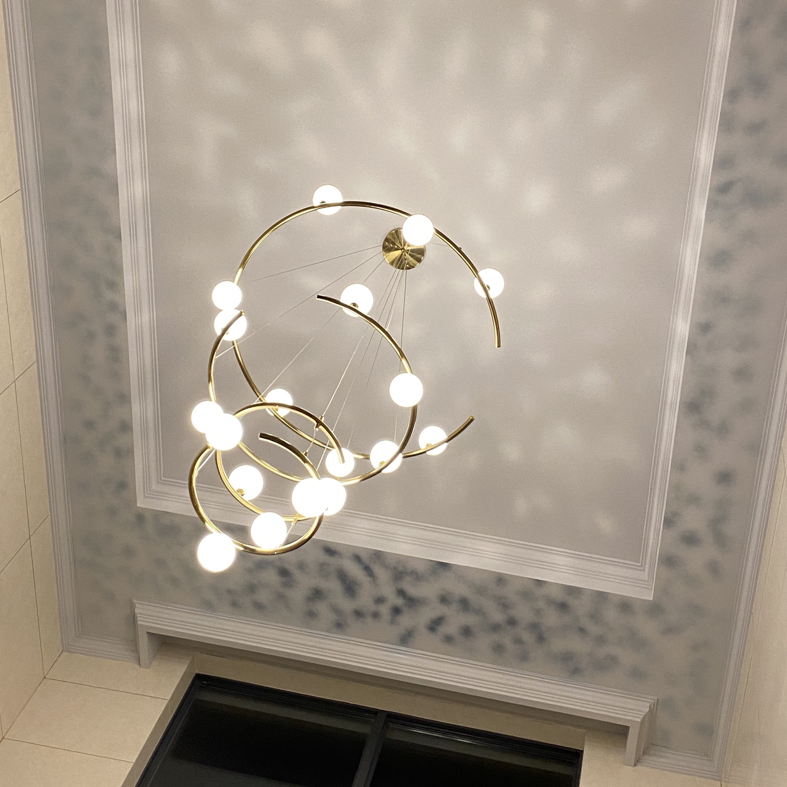 简约现代复式楼别墅楼梯吊灯餐厅北欧轻奢客厅灯样板房酒店工装灯