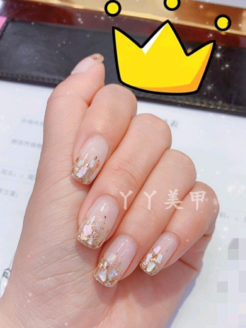 乳白色奢华可卸防水贴片指甲手工贝壳穿戴网红美甲工具