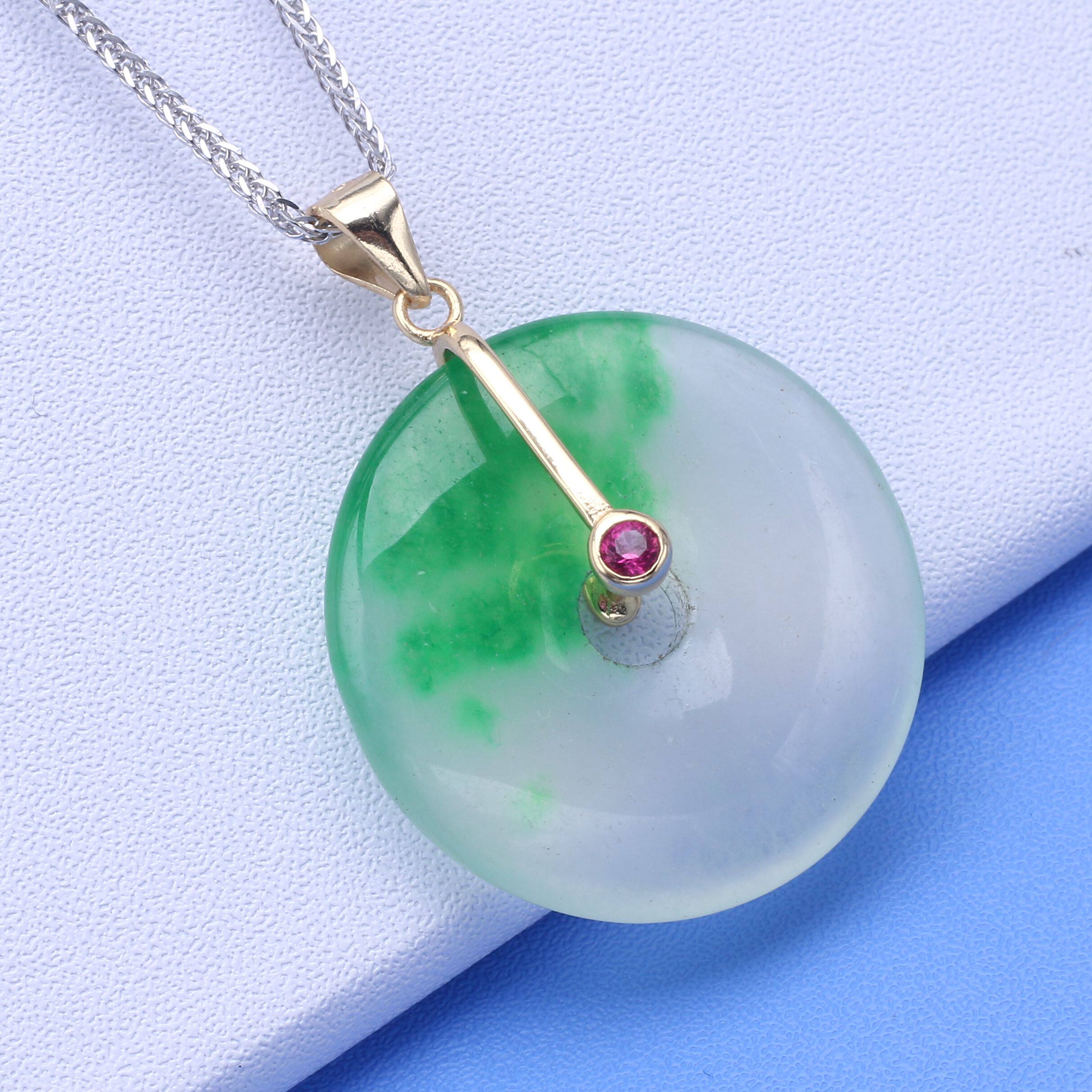 平安扣扣头小平s925纯银吊坠银扣翡翠水晶夹扣扣