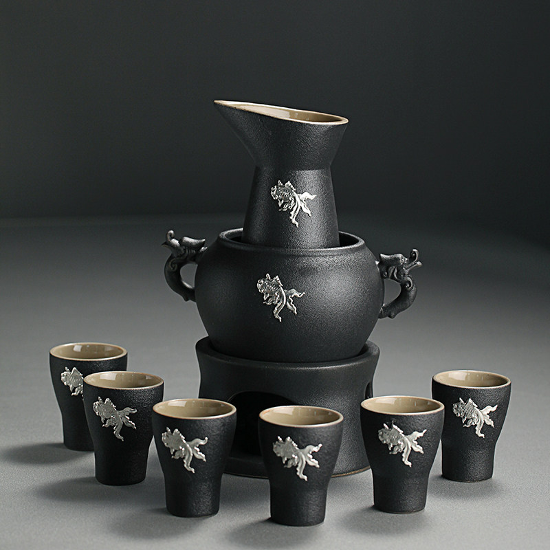 酒器日式黑陶酒壶家用白酒黄酒电热酒具套件