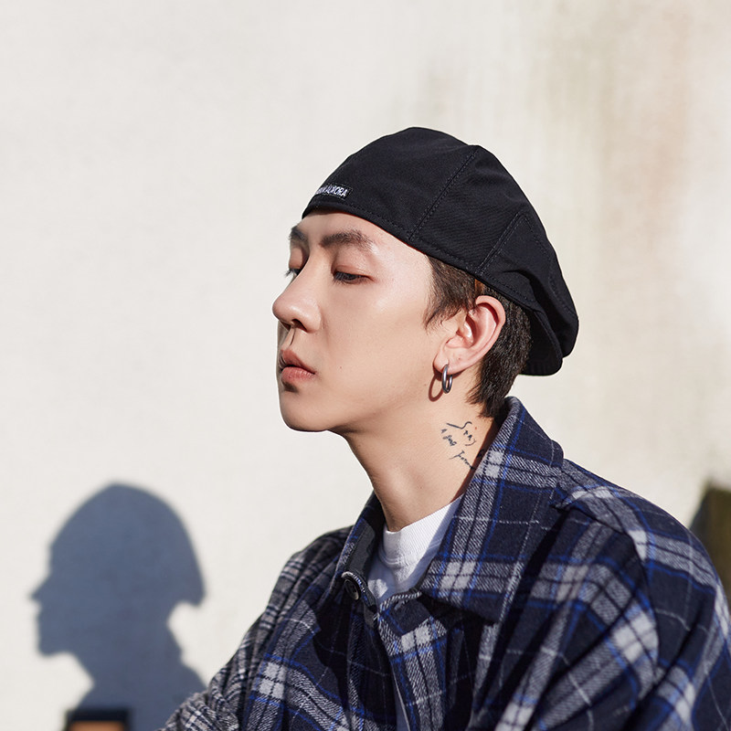 黑色贝雷帽男潮潮牌复古鸭嘴ins男生反戴前进帽子