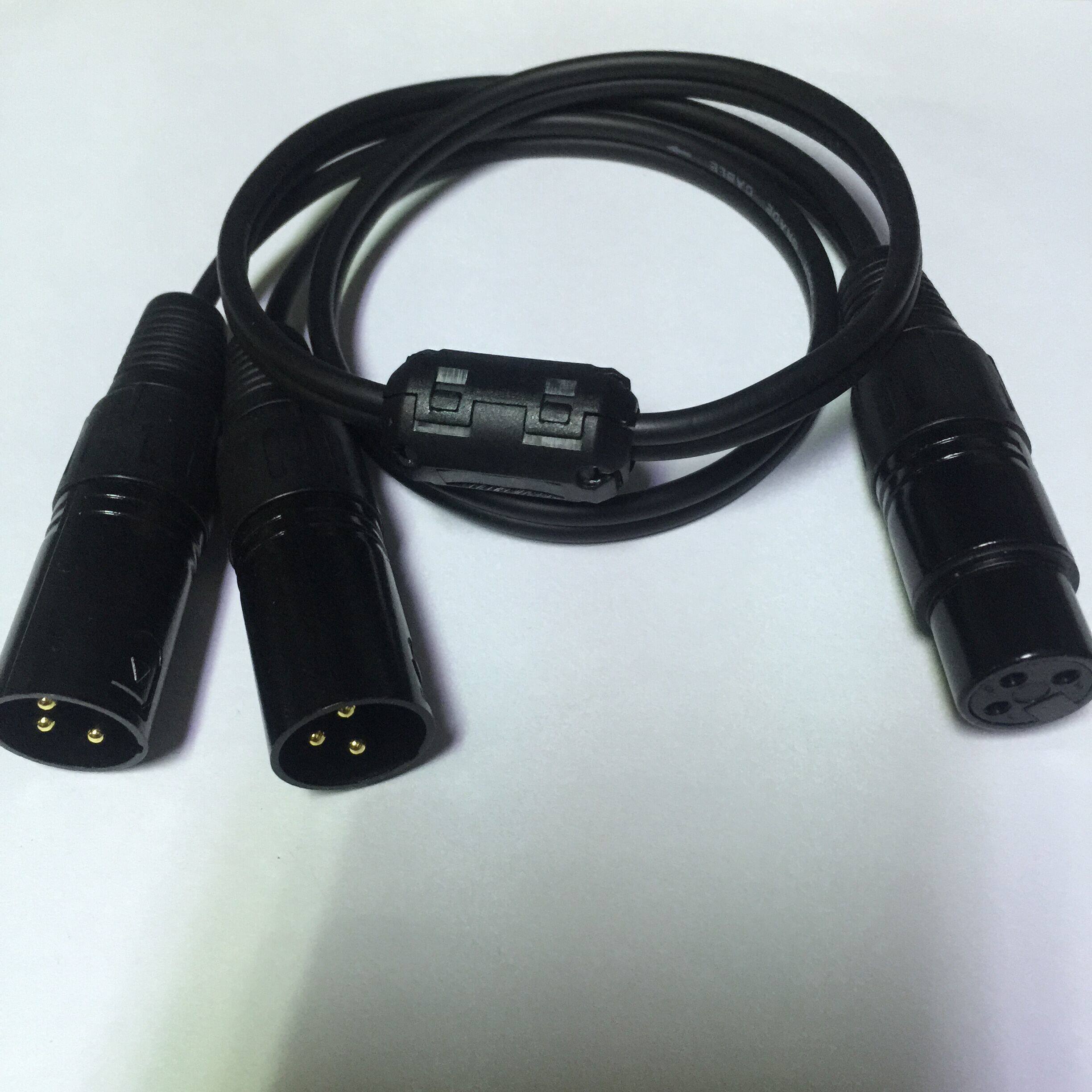 卡侬线一分二卡农一母转二公 单卡农母转双卡农公 卡龙1分2音频线