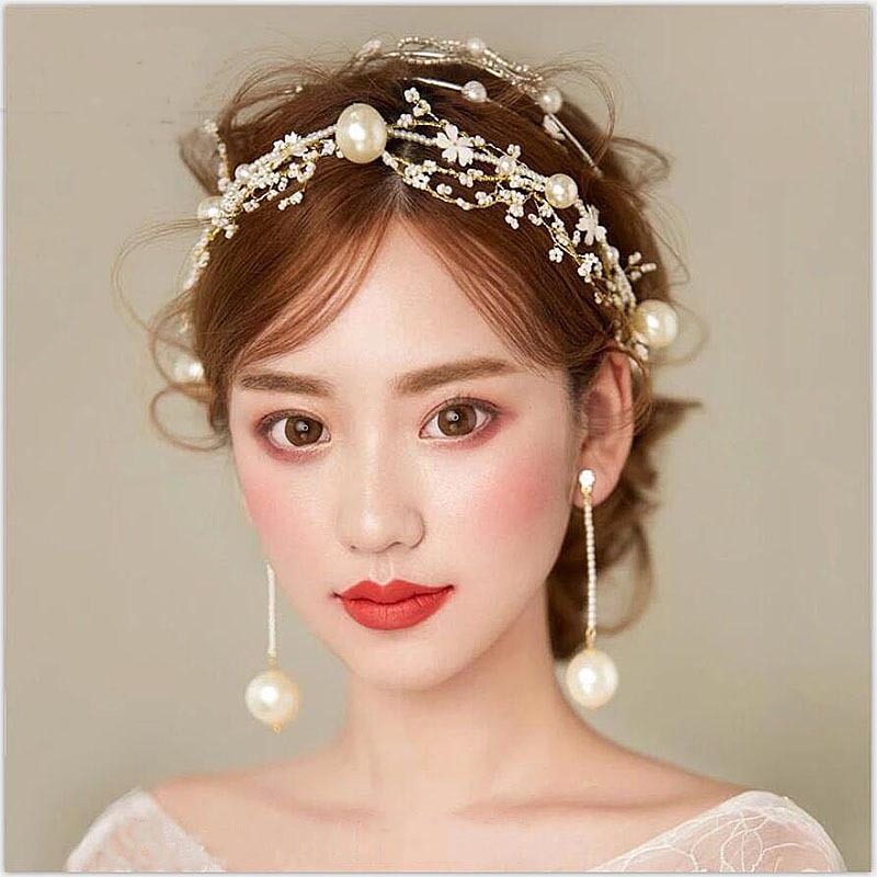 精美手工串珠花朵耳环森系新娘耳饰结婚结婚礼耳环