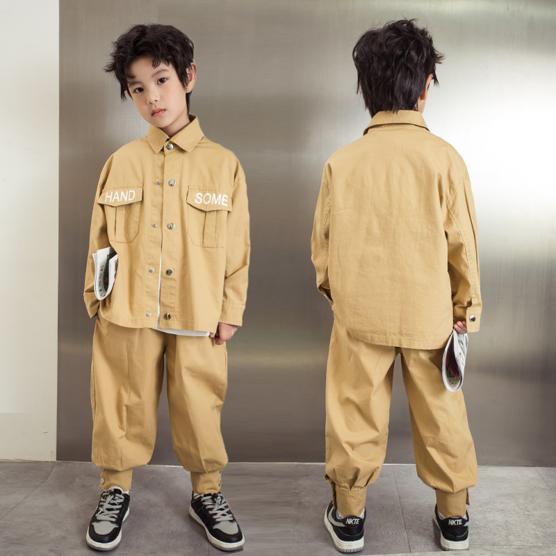 男童洋气韩版小男孩6-7岁春装宝宝套装工装衣服套装