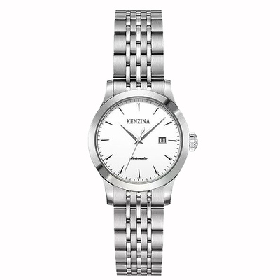 歌时娜银色钢带手表女316l精钢蓝宝石日历学生简约防水专柜正品