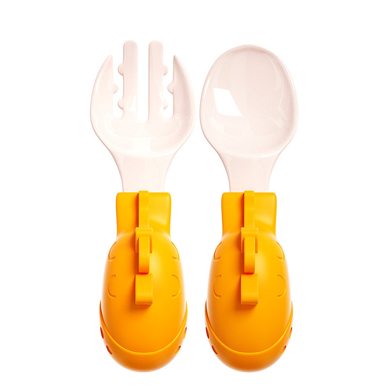 儿童勺子新生婴儿辅食叉勺短柄2件