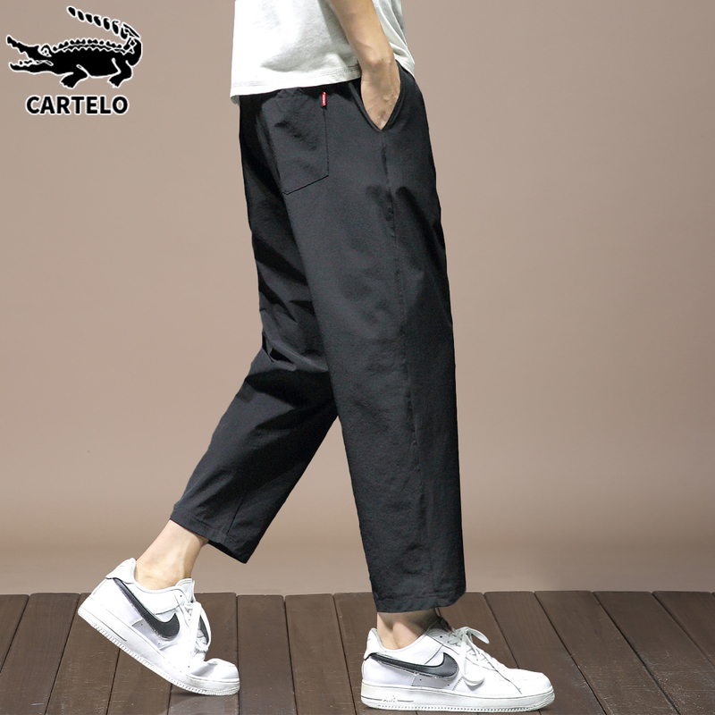 鳄鱼夏季九分休闲裤男士韩版潮流宽松直筒青年痞帅薄款长裤子男裤